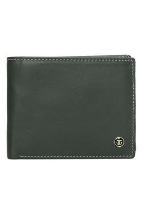 leather mens casual bi fold wallet - green