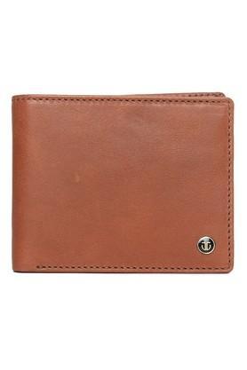 leather mens casual bi fold wallet - orange