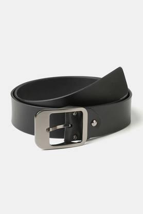 leather mens casual single side belt - black