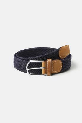 leather mens casual single side belt - navy