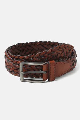 leather mens casual single side belt - rust