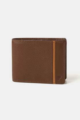 leather mens casual two fold wallet - brown