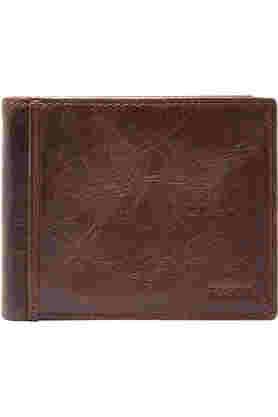 leather mens casual two fold wallet - brown