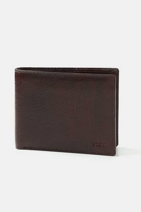 leather mens casual two fold wallet - dark brown