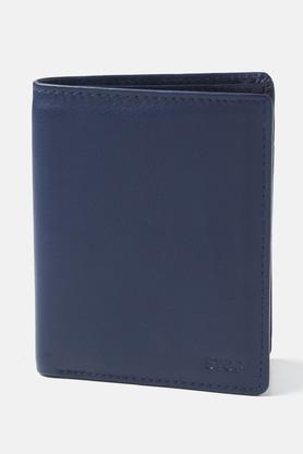 leather mens casual two fold wallet - navy