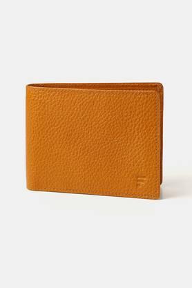 leather mens casual two fold wallet - tan