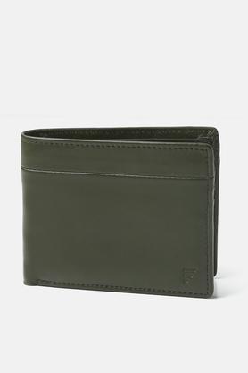 leather mens casual wear wallet - olive
