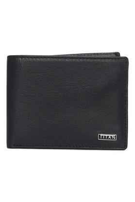 leather mens formal bi fold wallet - black
