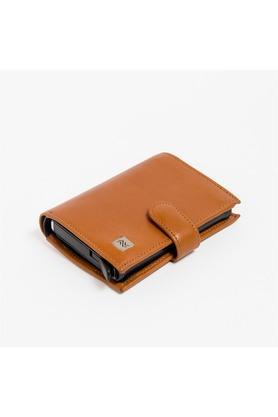 leather mens formal card holder - orange