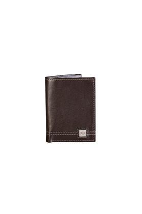 leather mens formal three fold wallet - brown