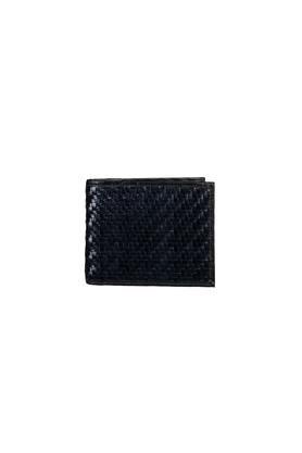 leather mens formal two fold wallet - black