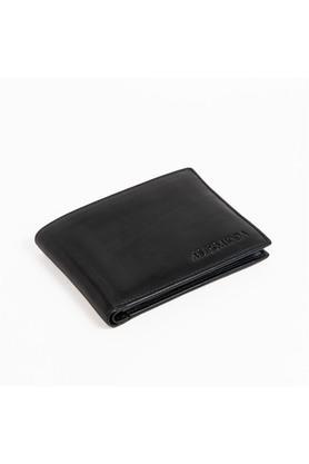 leather mens formal two fold wallet - black