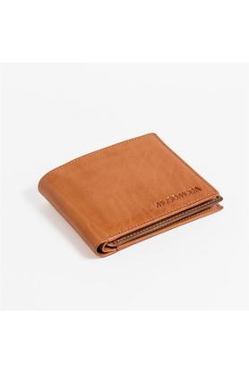 leather mens formal two fold wallet - orange