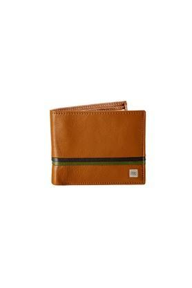 leather mens formal two fold wallet - orange