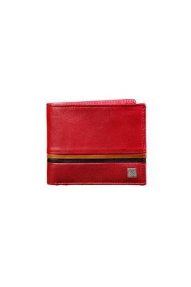 leather mens formal two fold wallet - red
