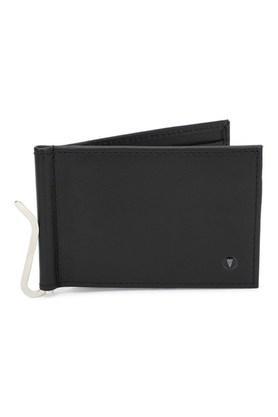 leather mens formal wear two fold wallet - black