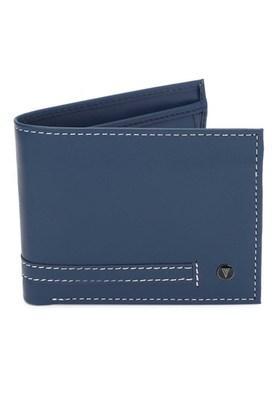 leather mens formal wear two fold wallet - blue