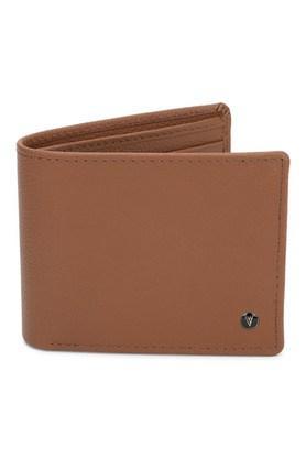 leather mens formal wear two fold wallet - orange