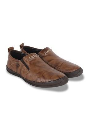 leather mens slipon shoes - tan