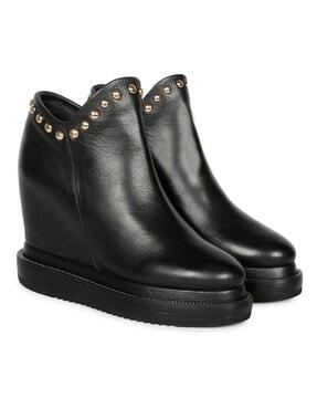 leather mid-calf length boots