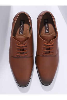 leather mid tops lace up men's formal shoes - tan