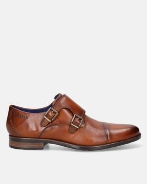 leather monks with buckle closure