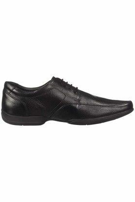 leather regular lace up mens derby shoes - black