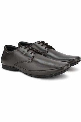 leather regular lace up mens derby shoes - black