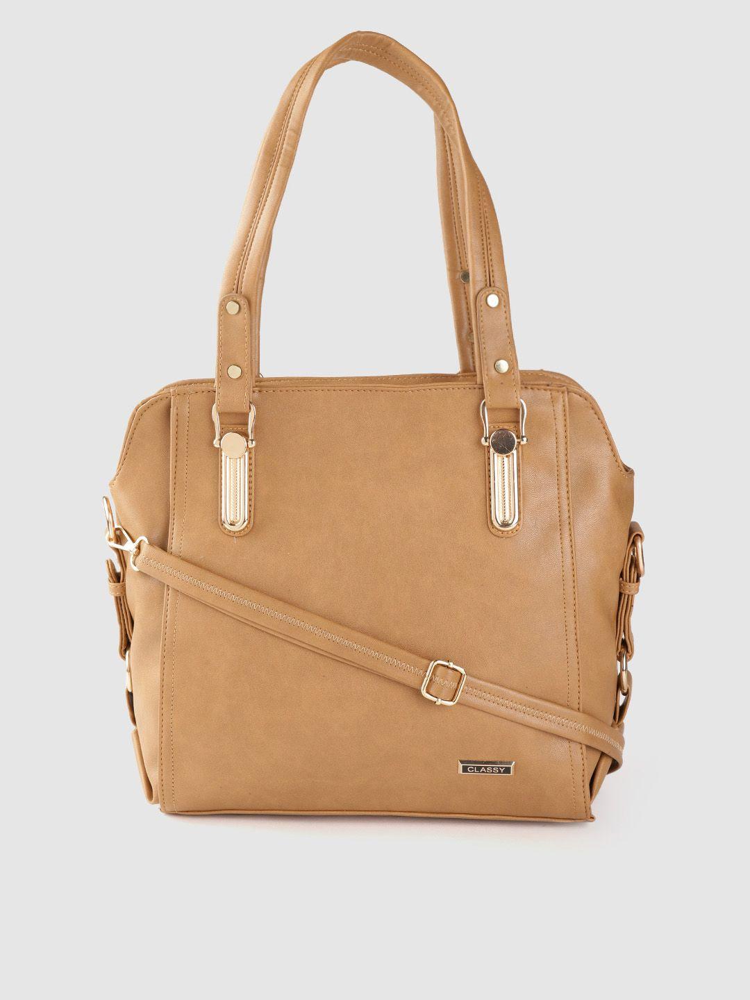 leather retail beige solid shoulder bag