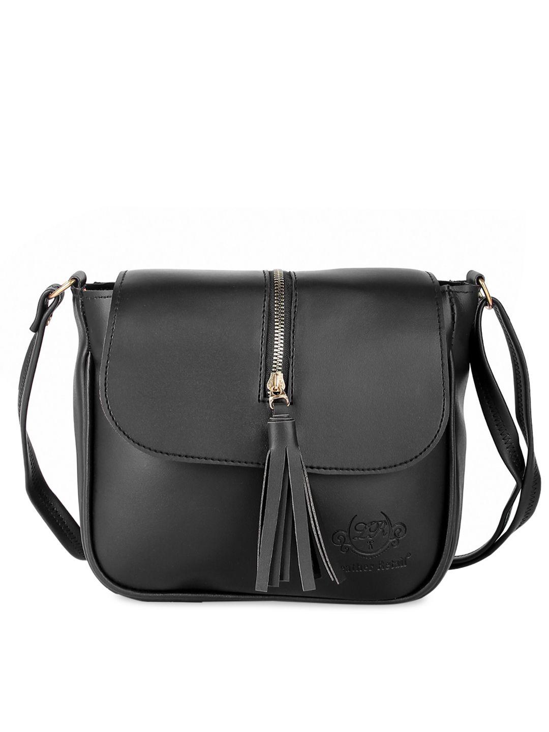 leather retail black pu structured sling bag