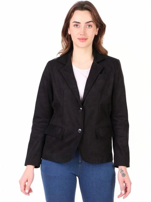 leather retail black regular fit jacket