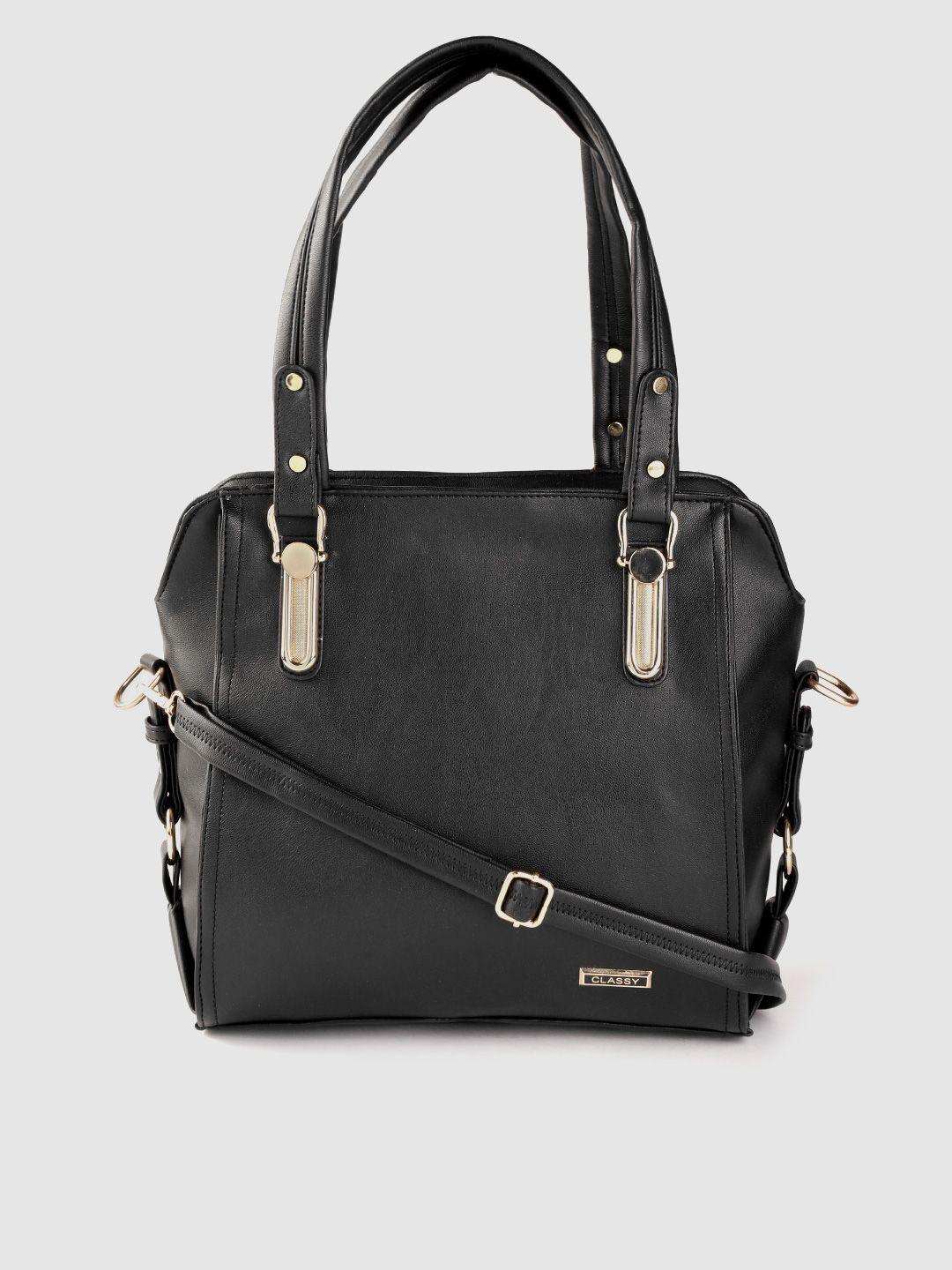 leather retail black solid shoulder bag