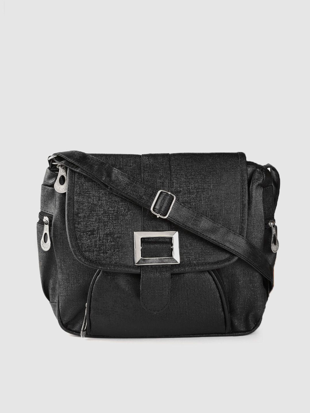 leather retail black solid sling bag