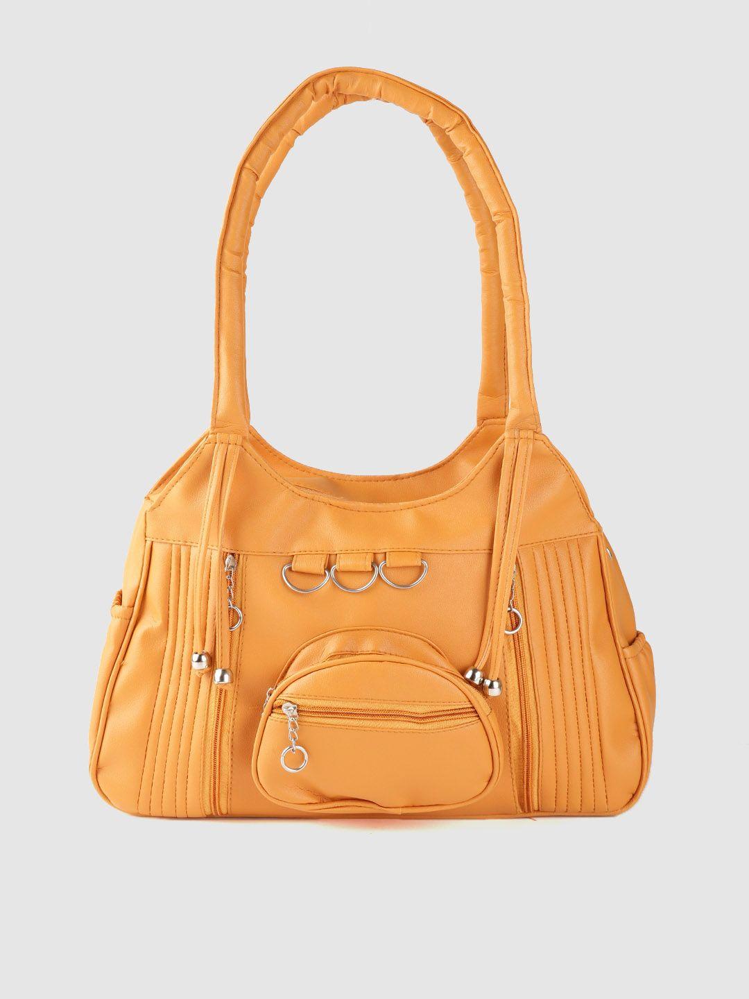 leather retail coral orange solid shoulder bag