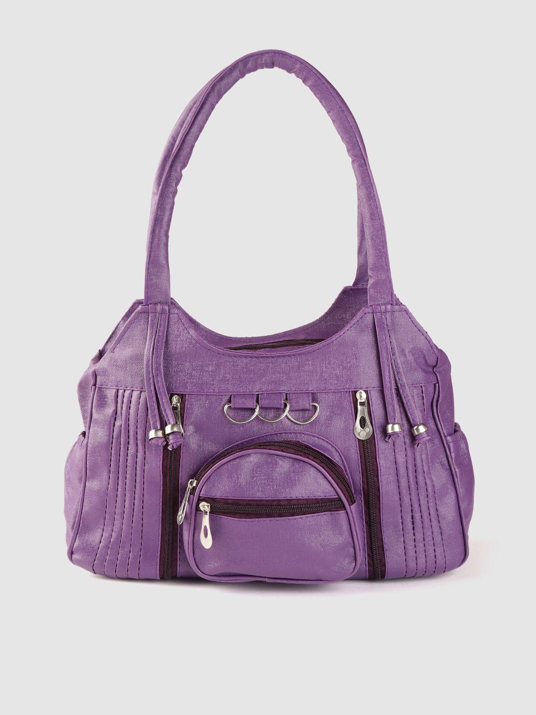 leather retail purple solid shoulder bag