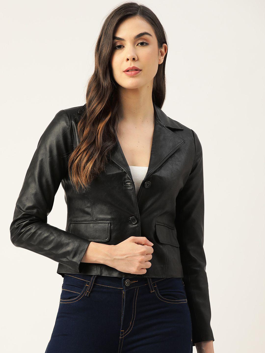 leather retail women black lightweight faux leather jacket