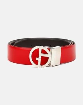 leather reversible belt with logo buckle