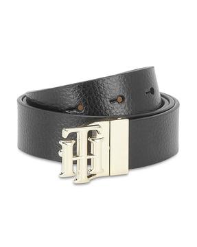 leather reversible belt with push-button closure