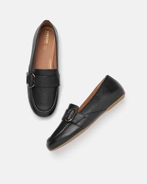 leather round-toe moccasins