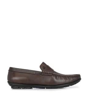 leather round-toe penny loafers