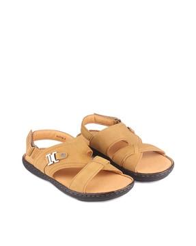 leather sandals with velcro closure