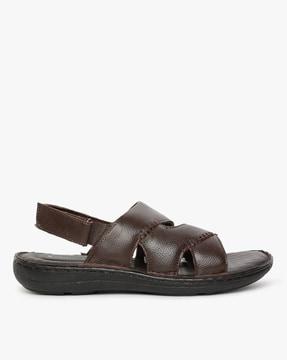 leather sandals with velcro fastening