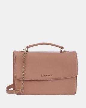 leather satchel with detachable sling strap