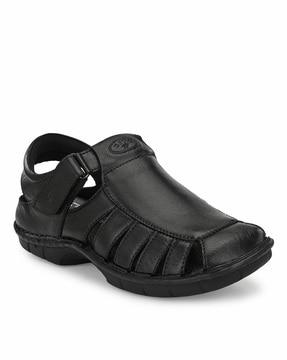 leather shoe-style sandals with velcro closure