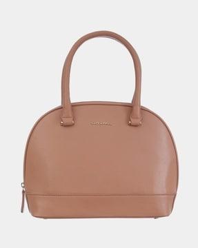leather shoulder bag with rolled-top handles