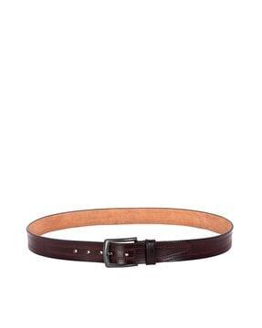 leather slim belt with buckle closure