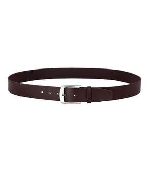 leather slim belt with buckle closure