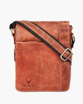 leather sling bag with flap