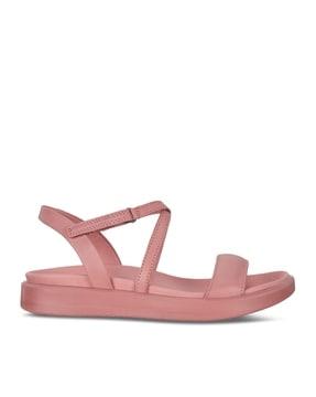 leather slingback sandals with buckle closure