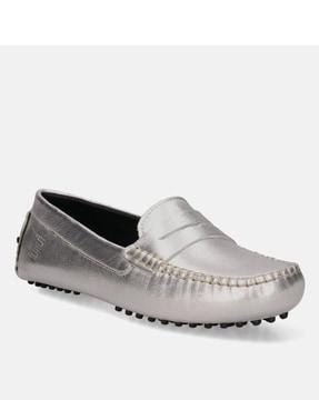 leather slip-on drivers shoes